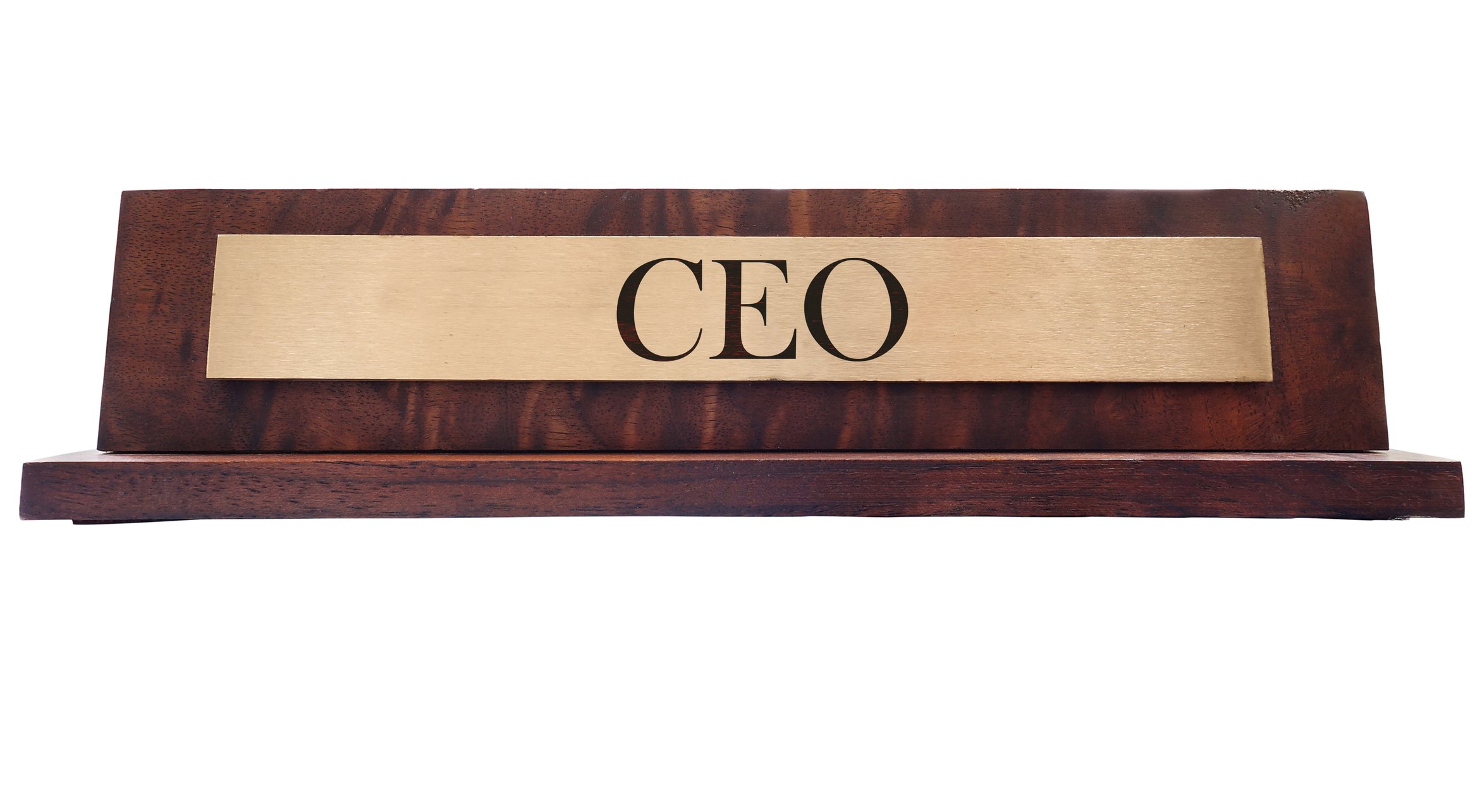 A CEO nameplate