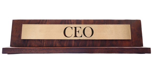 A CEO nameplate