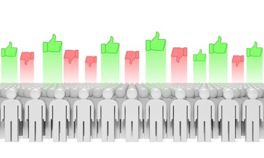 Thumbs up and down with stick people