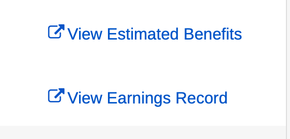 Social Security website View Earnings Record