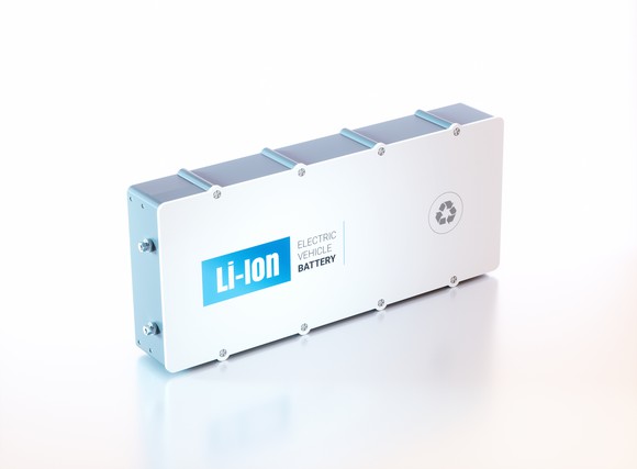 A lithium-ion electric vehicle battery. 