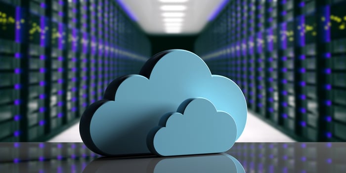 Cloud on blur computer data center background.