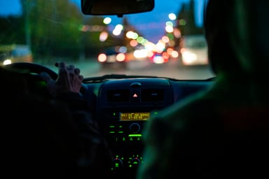 person driving in traffic