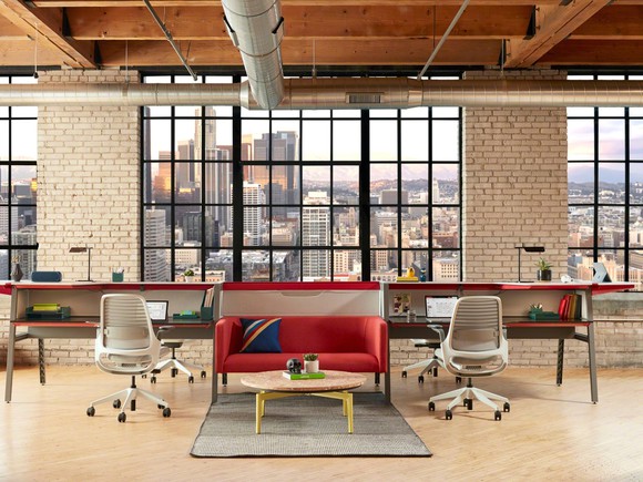 A city loft furnished in relaxed style for a start-up company.