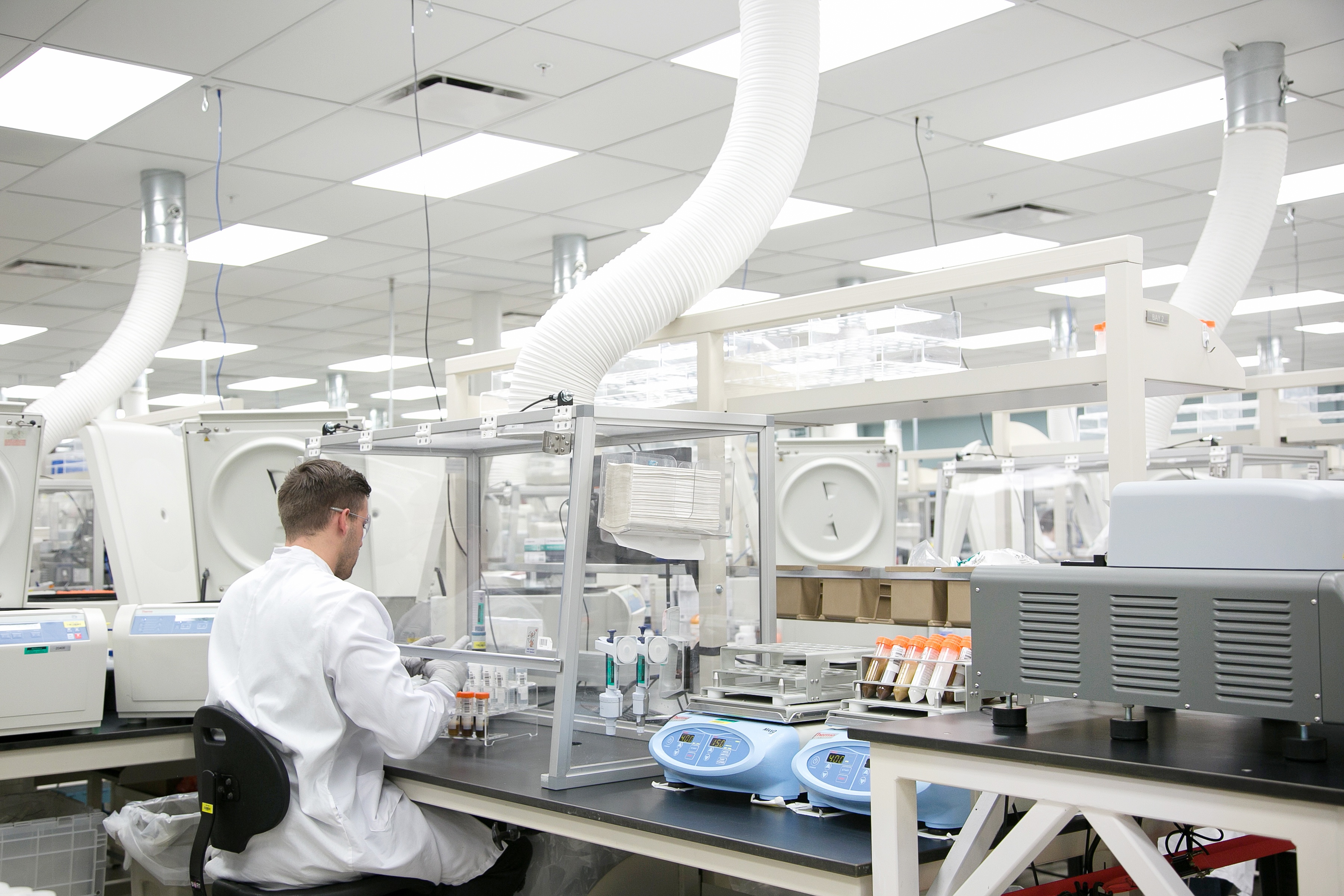 Scientist at lab bench