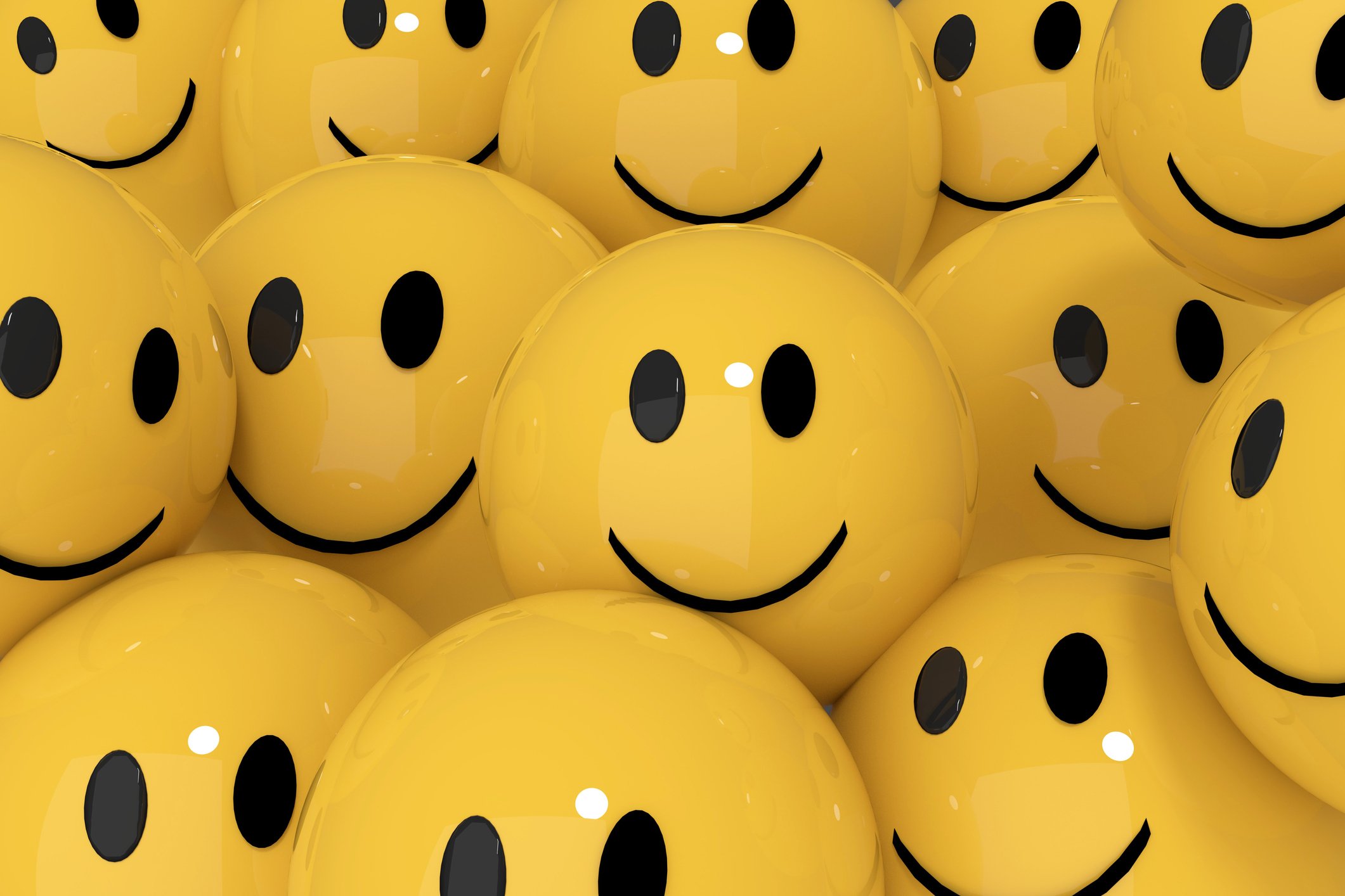 A crowd of yellow smiley-face balls