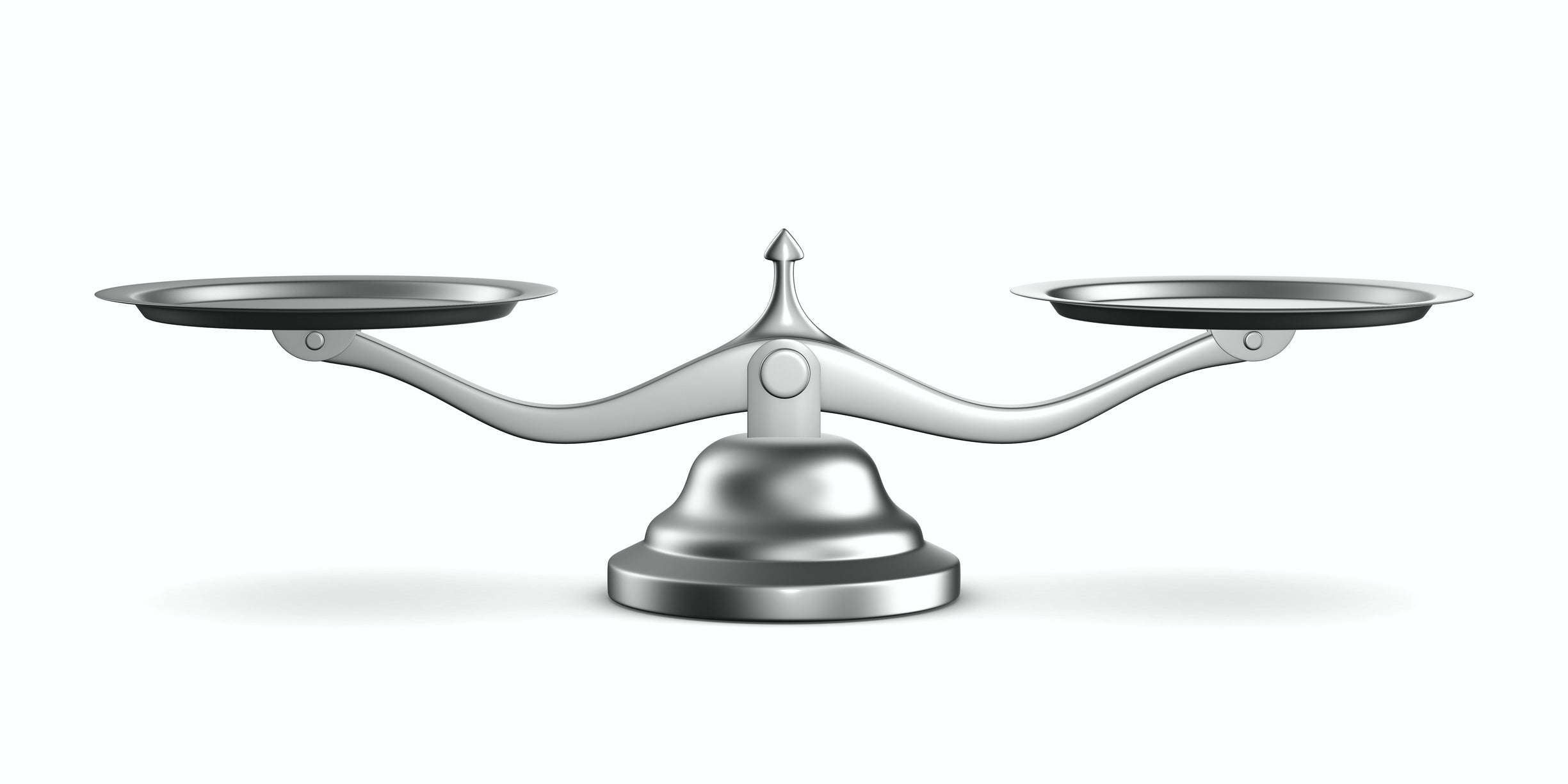 Old-style silver scale with two arms and pans.