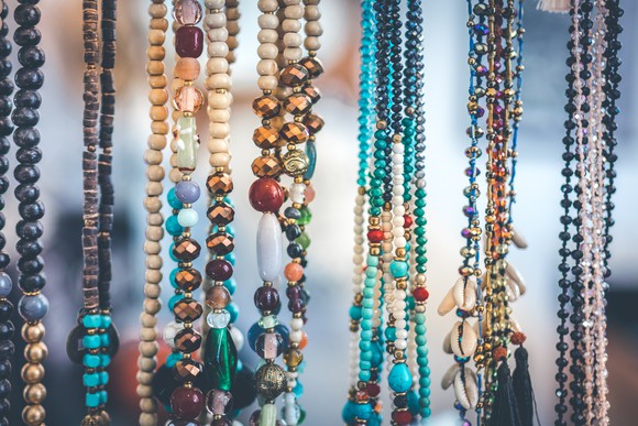 Handmade bead necklaces.
