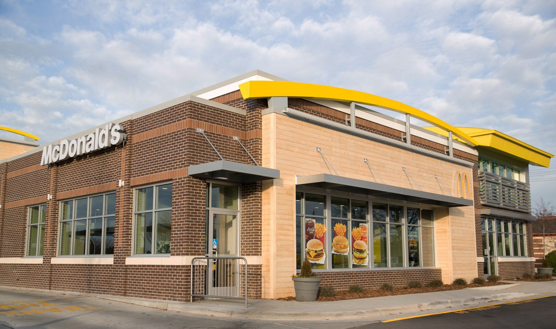 Exterior of remodeled McDonald's restaurant.