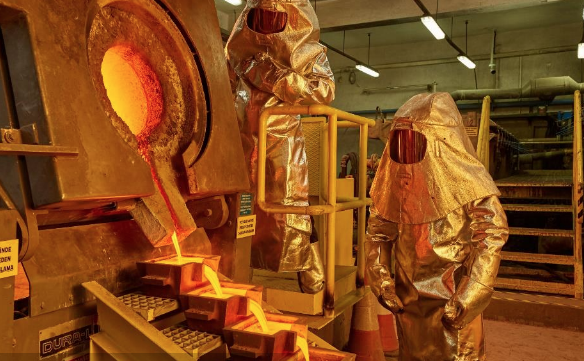 Gold is poured at Kisladag in Turkey.