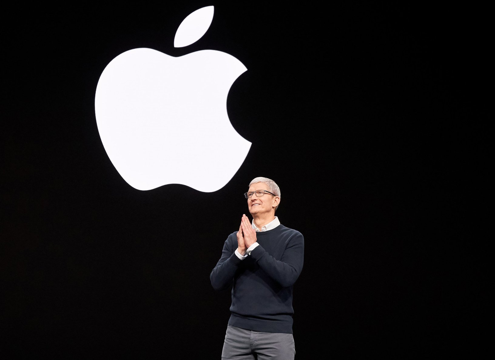 Apple CEO Tim Cook on stage to kick off Apple’s March 2019 event.