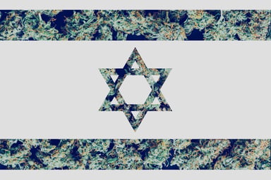 Israeli flag made of marijuana