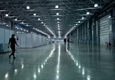 Brightly Lit Industrial Warehouse Interior