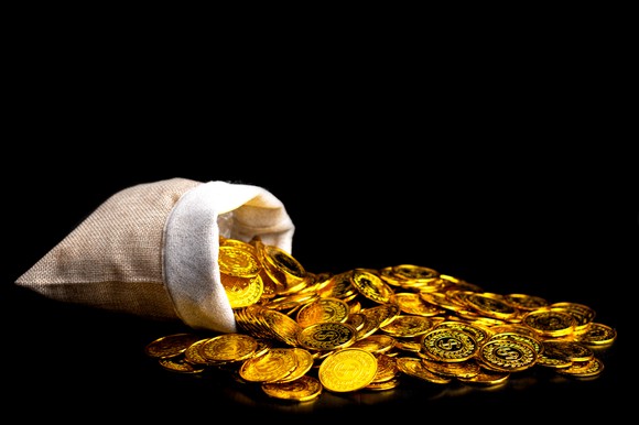 A bag of gold coins.