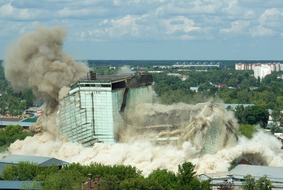 Implosion of a building
