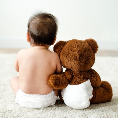 Baby and Teddy Bear with Diapers