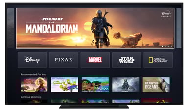 Disney+ home screen on a connected TV