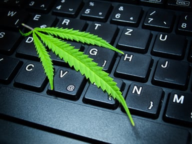 Cannabis leaf on PC keyboard