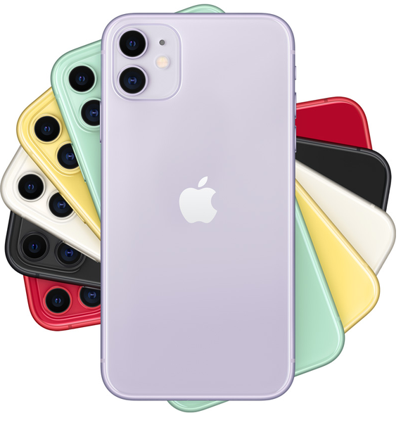 The iPhone 11 in different colors.
