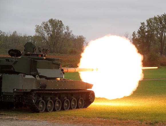 General Dynamics Griffin vehicle firing on a range.