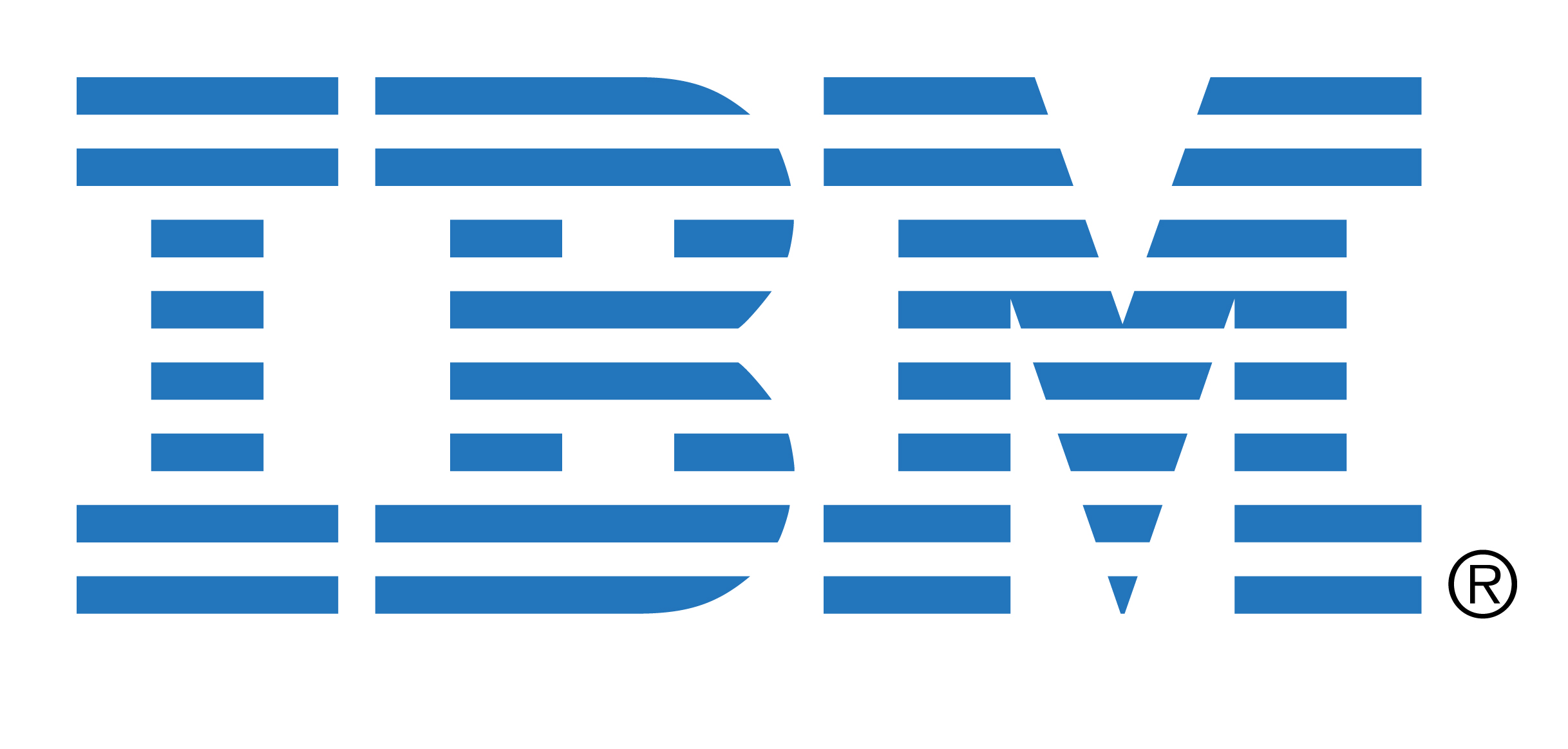 IBM's corporate logo in white and blue stripes.