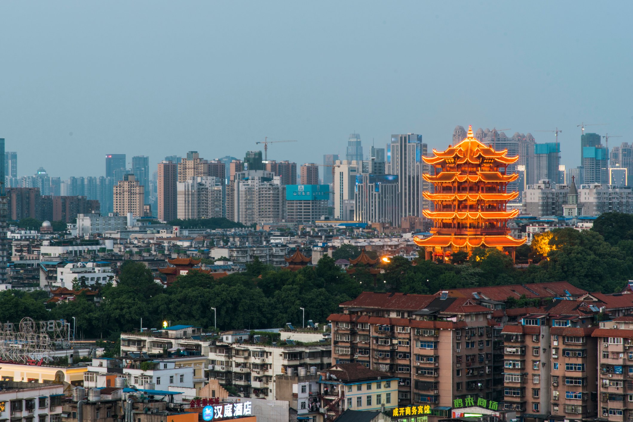 The skyline of Wuhan, China