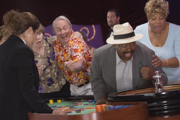 Gamblers at the roulette wheel