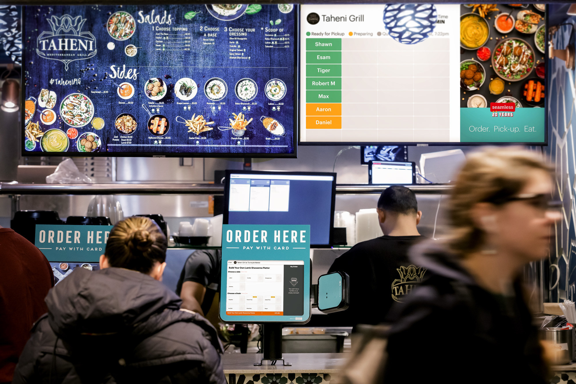 Grubhub's Ultimate system being used at Taheni Grill in New York City.