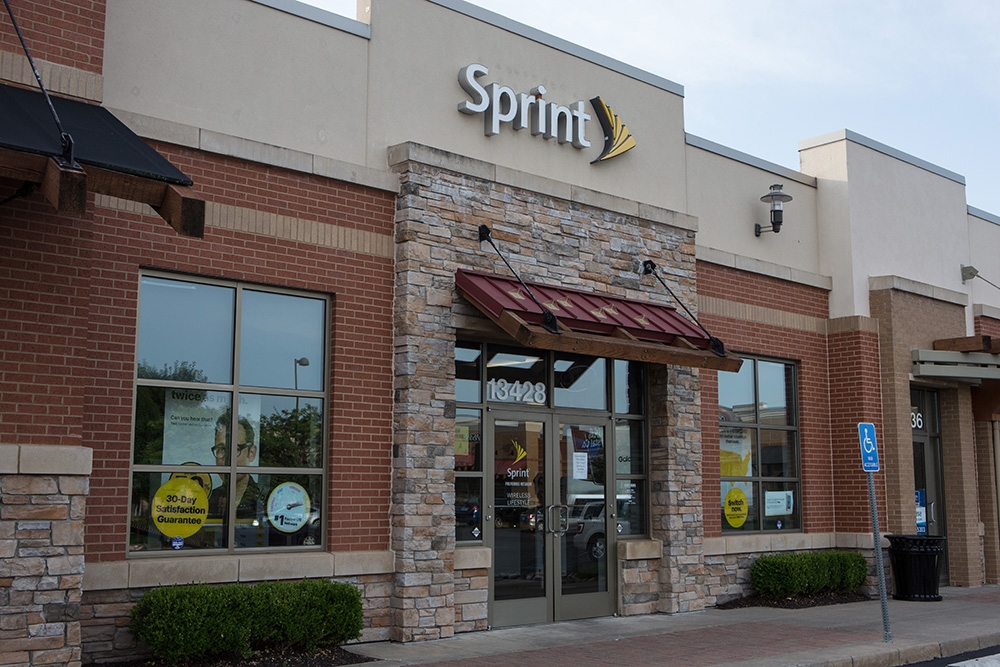 Exterior shot of a Sprint store in California.