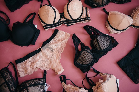 Retail selection of lingerie.