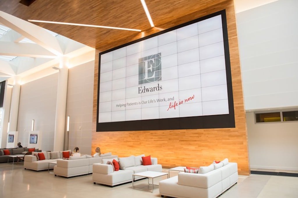 Lobby of Edwards Lifesciences building.
