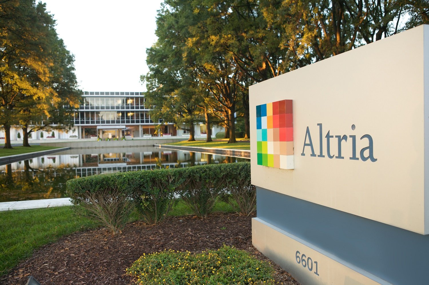Altria headquarters building with the company sign and logo in front