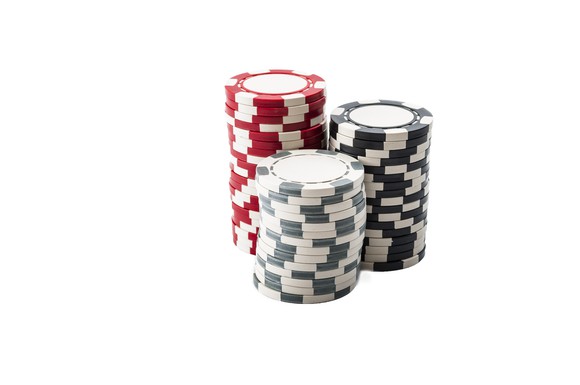 Three stacks of casino chips