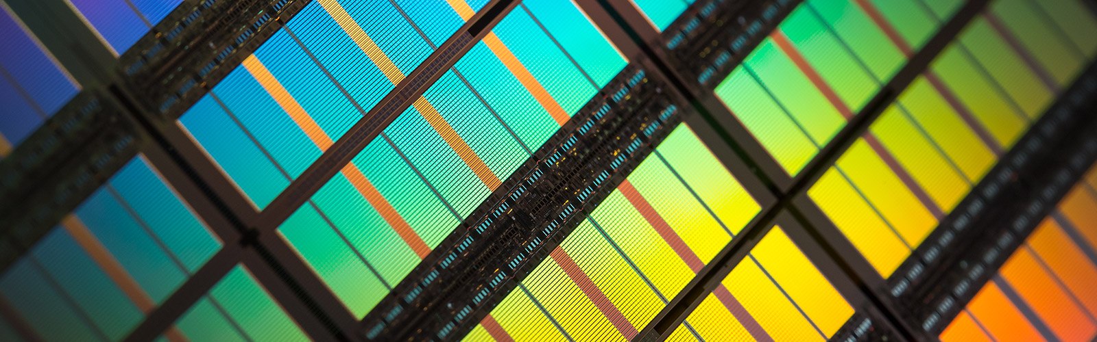 Semiconductor chips on a single wafer.
