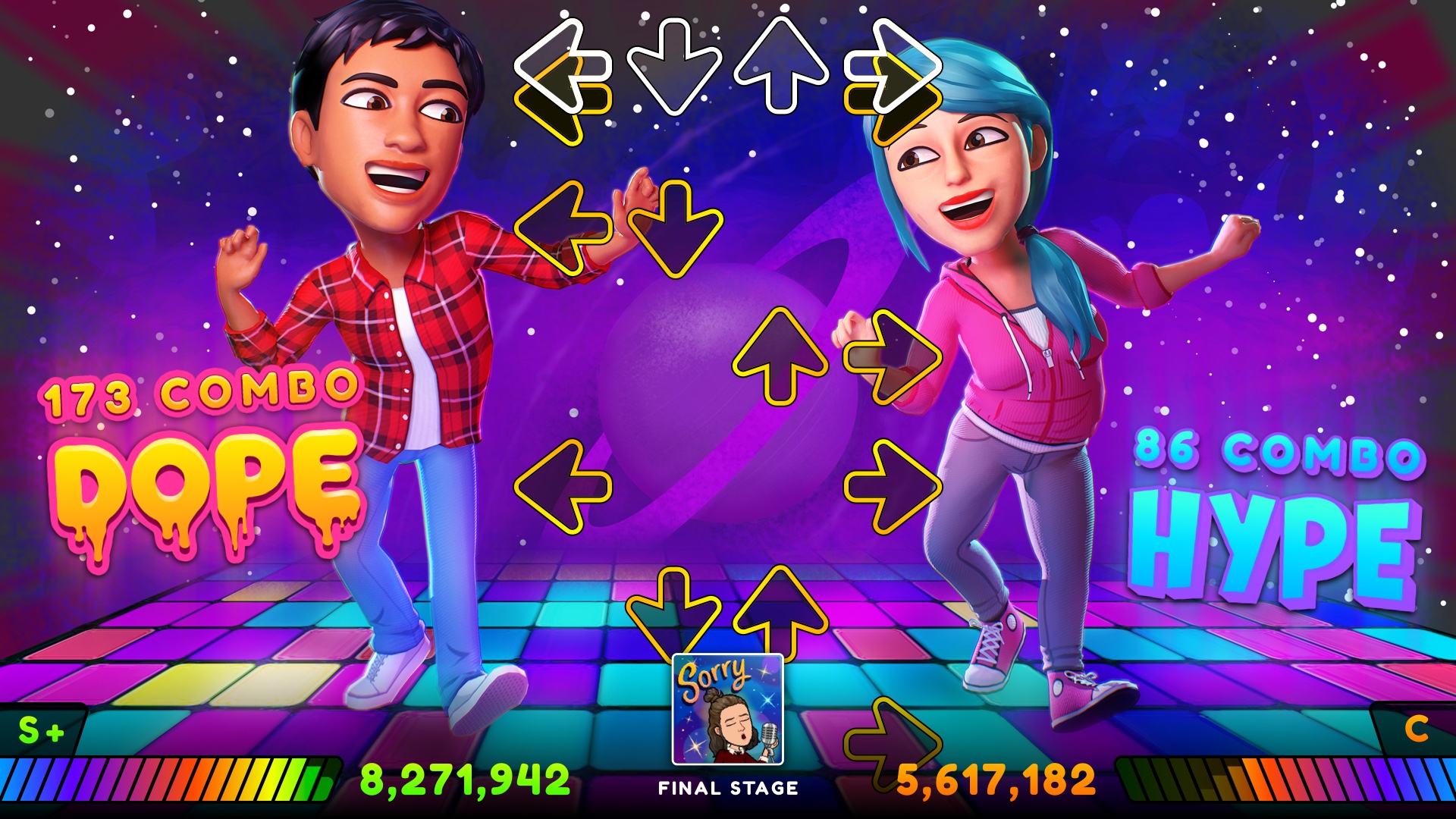 Two Snapchatters playing a Bitmoji game.