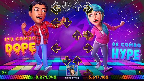 Two Snapchatters playing a Bitmoji game.