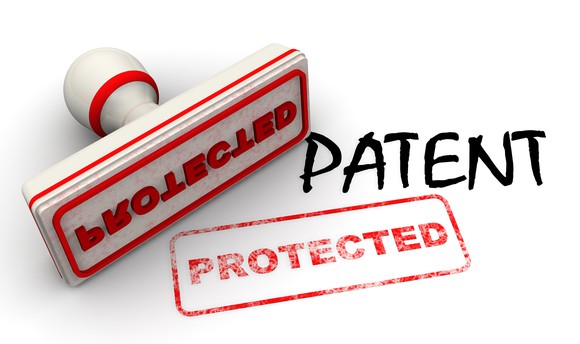 Stamp next to stamp marking stating "protected" beneath the word "patent"