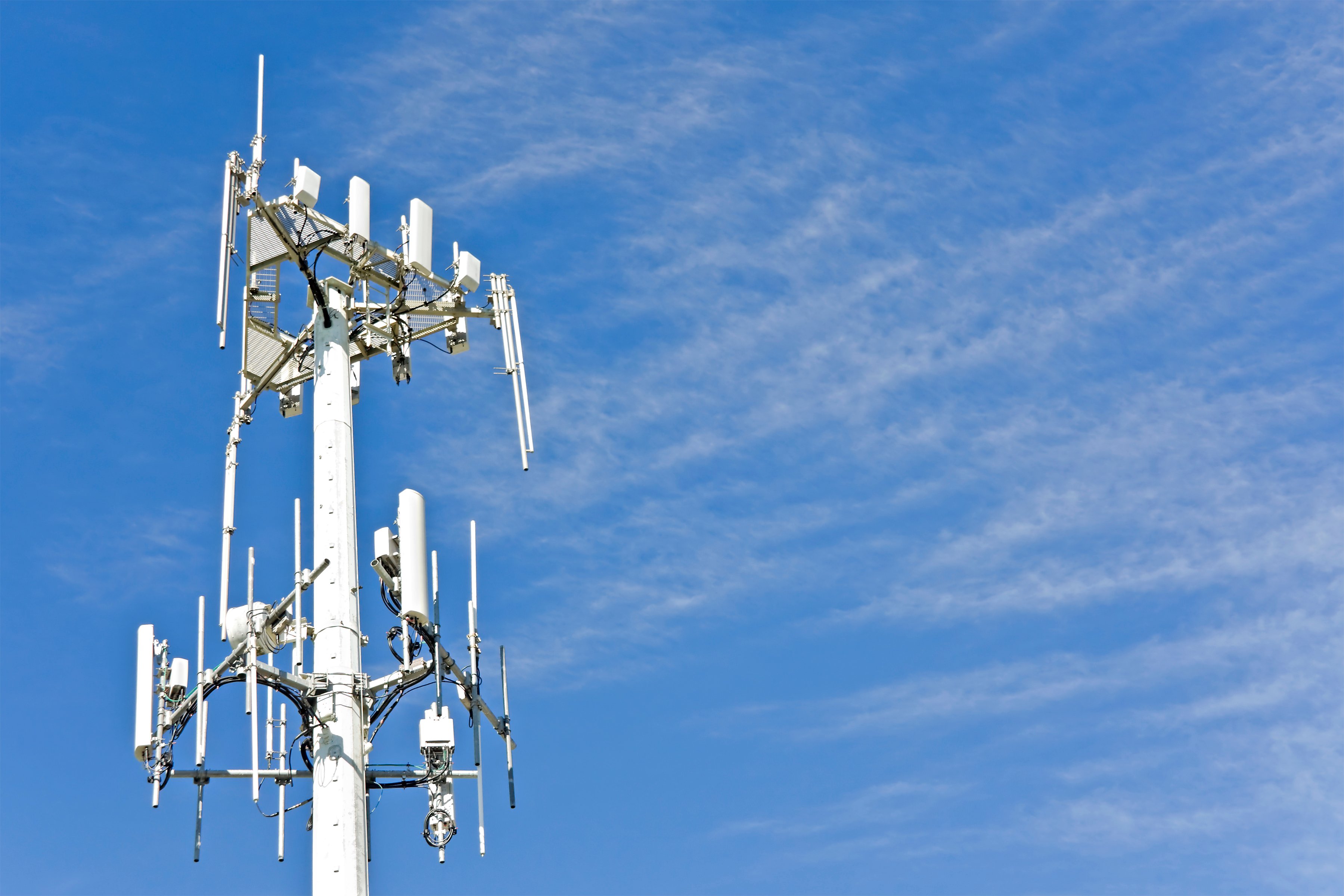 Tall cell phone tower with antennas