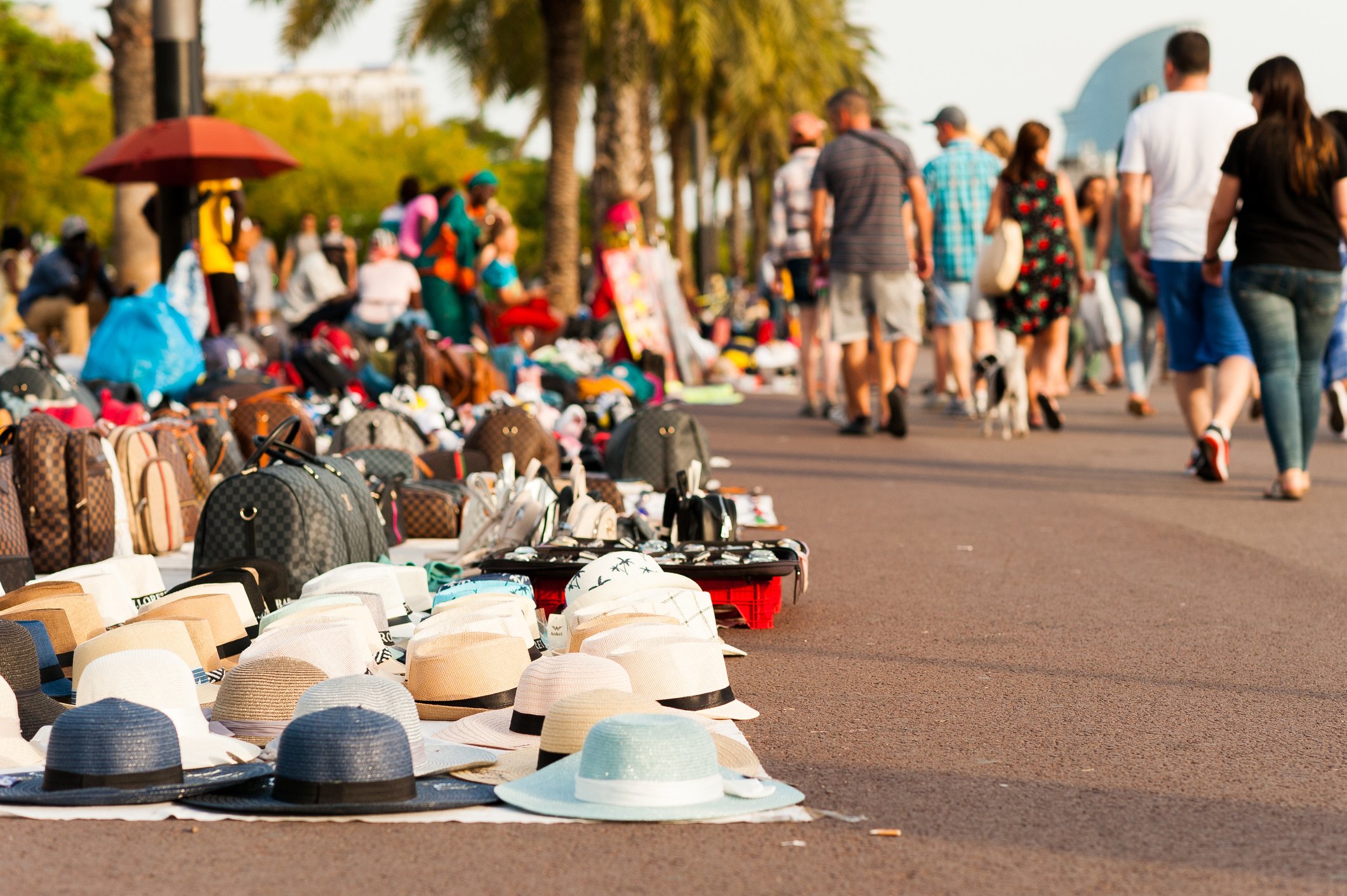 Counterfeit goods being sold on the street.