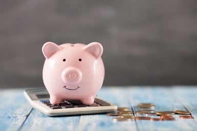 piggy bank with calculator
