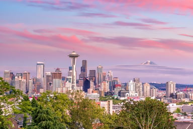 Seattle cityscape at sunset