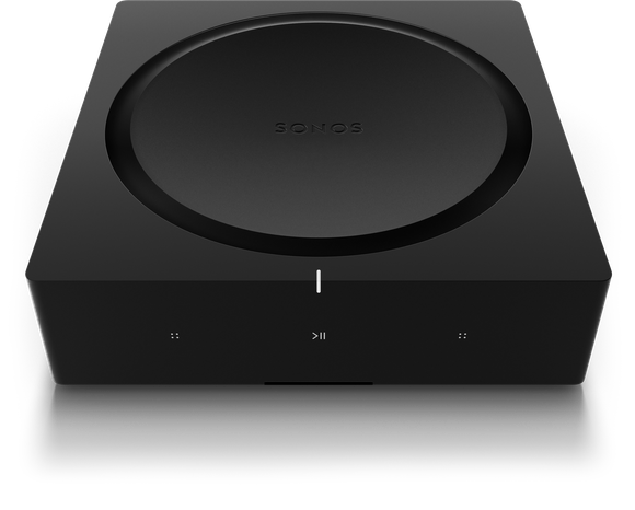 A black 2019 Sonos Amp audio amplifier.