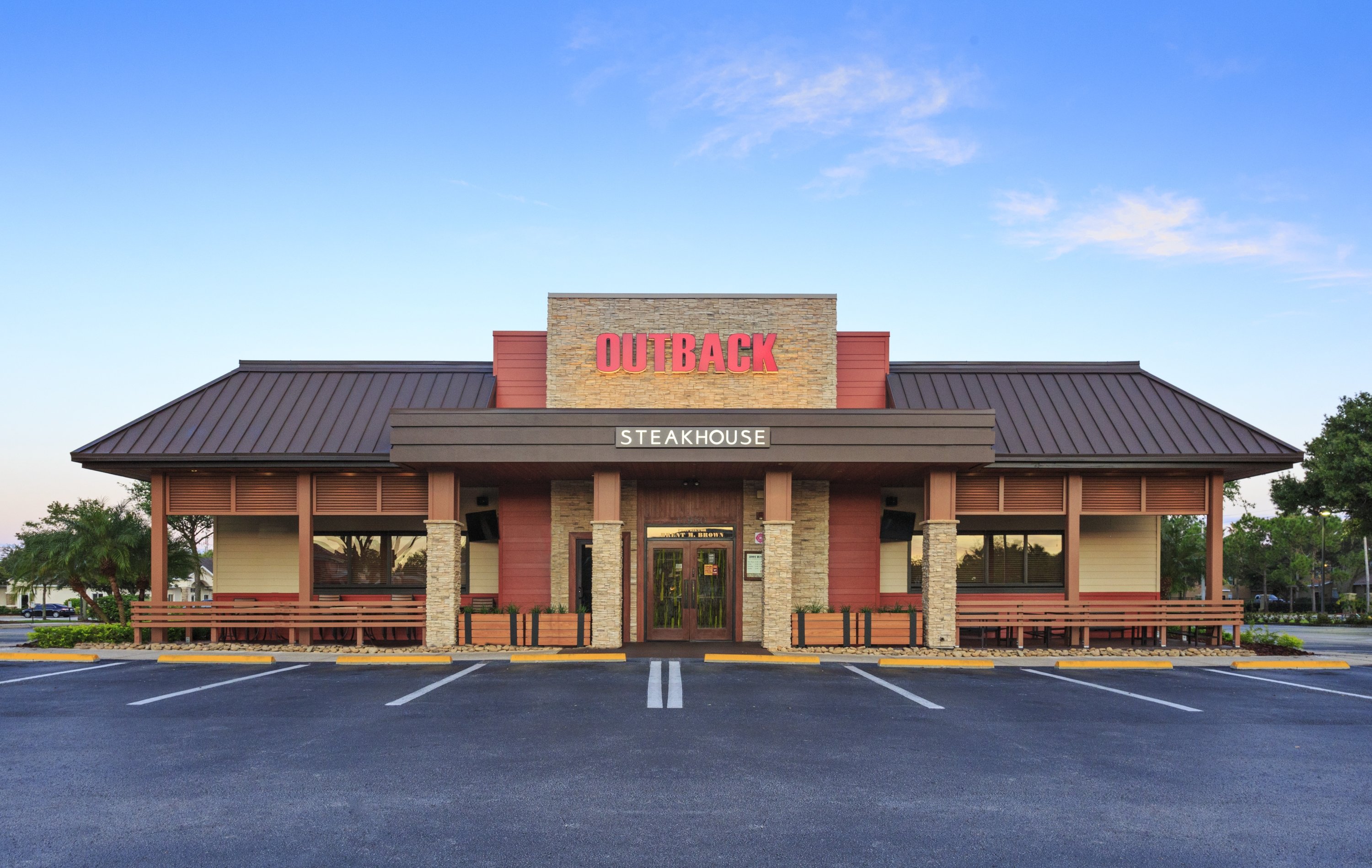 Exterior view of an Outback Steakhouse.