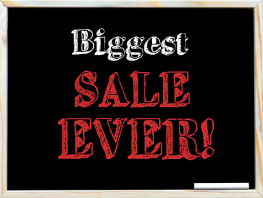 Chalkboard reading Biggest Sale Ever