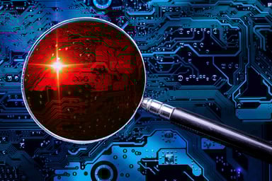 magnifying glass circuit board