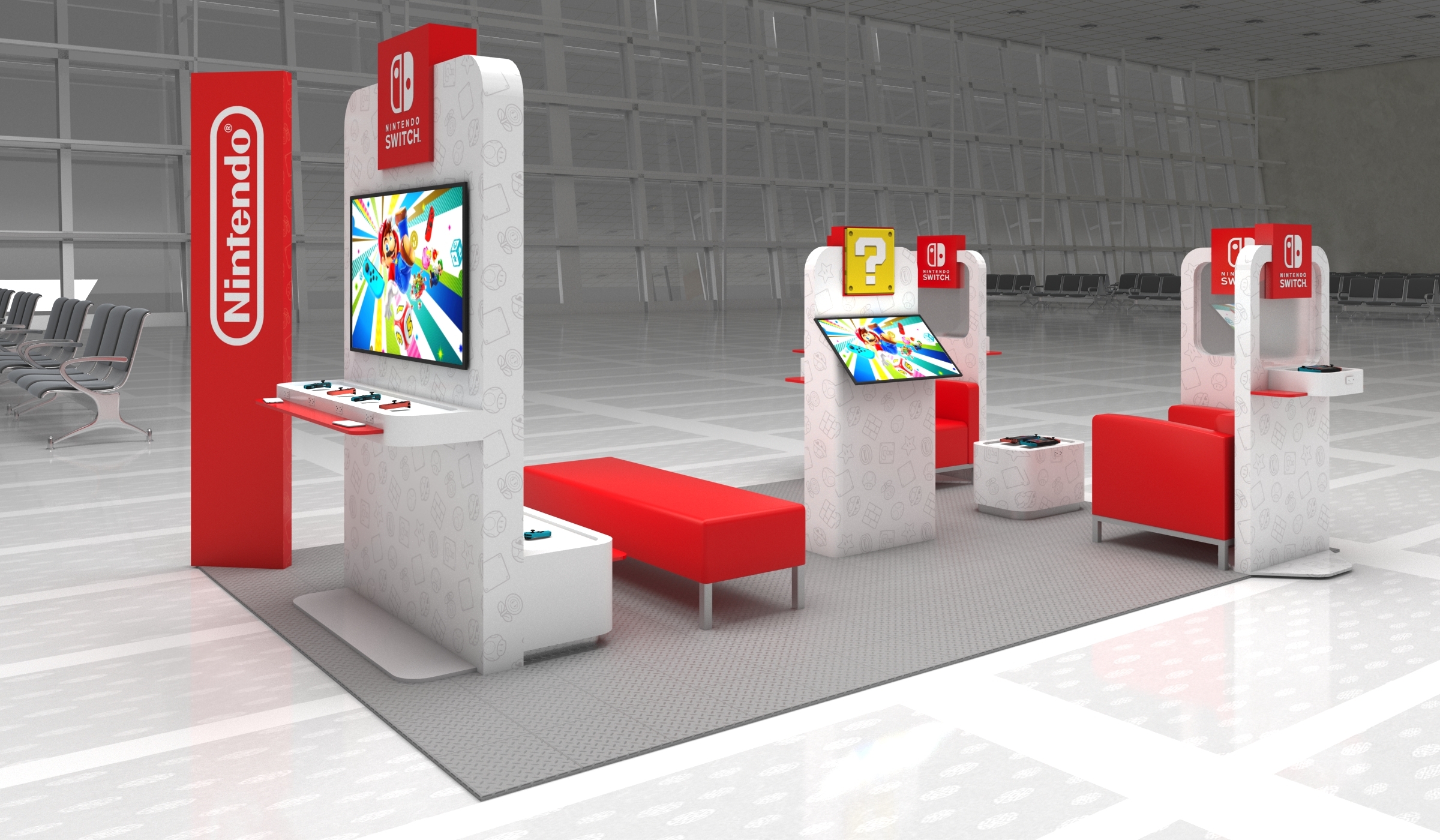 Nintendo airport lounge