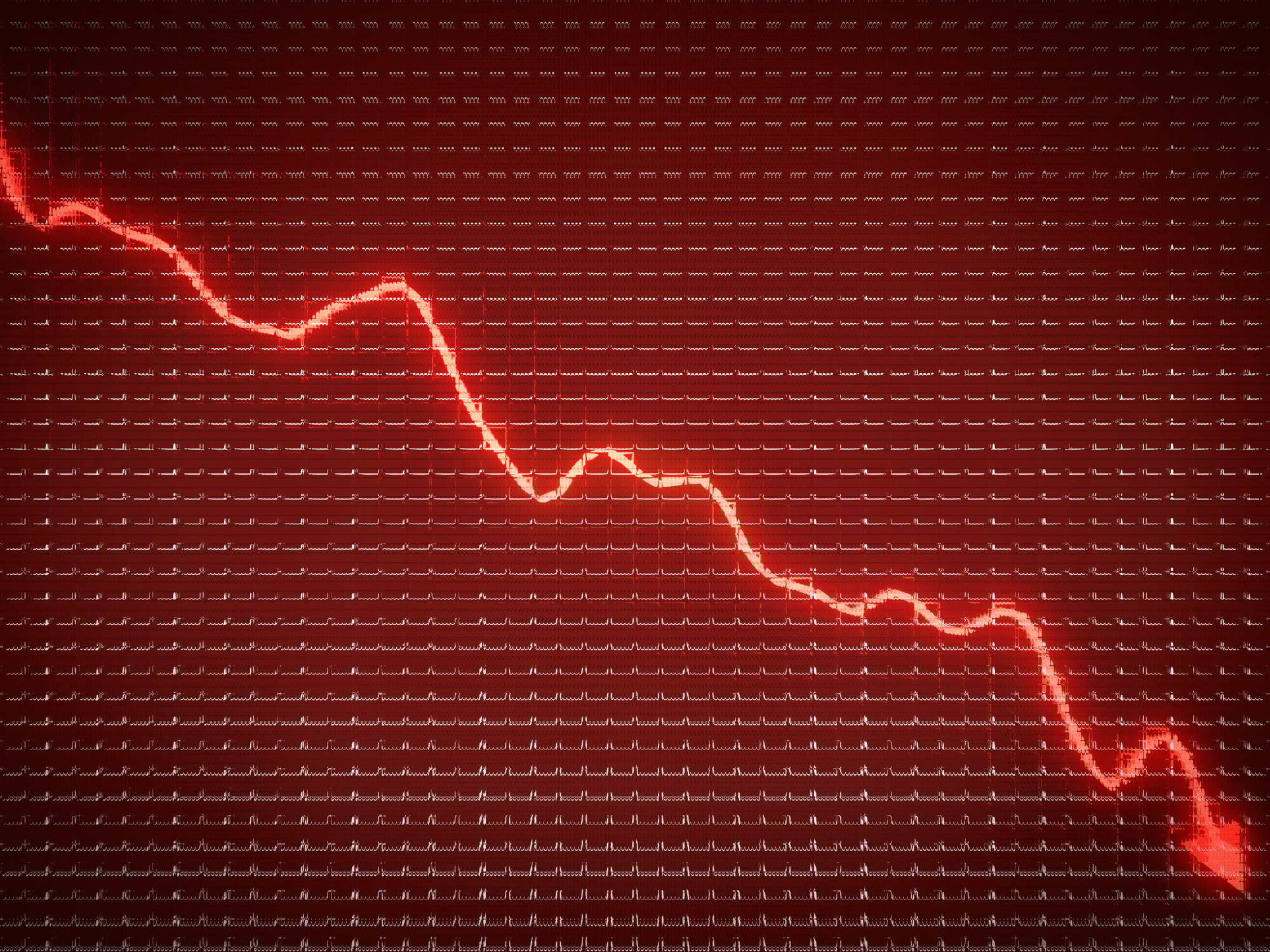 Glowing red stock chart arrow trends down