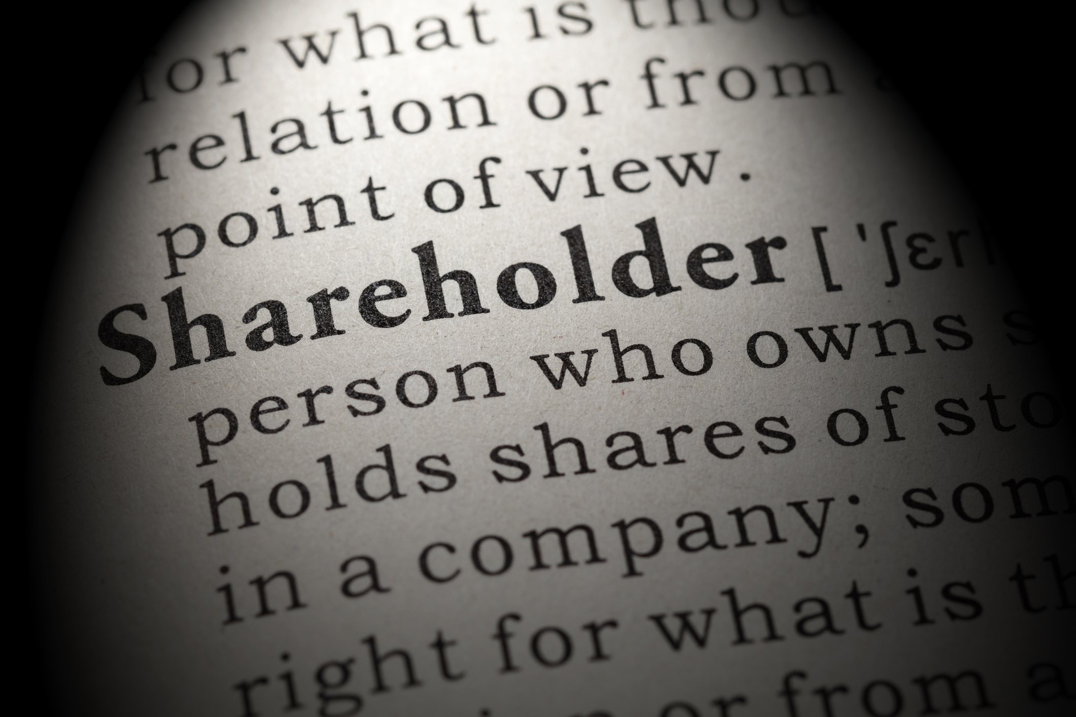 A dictionary definition of shareholder.