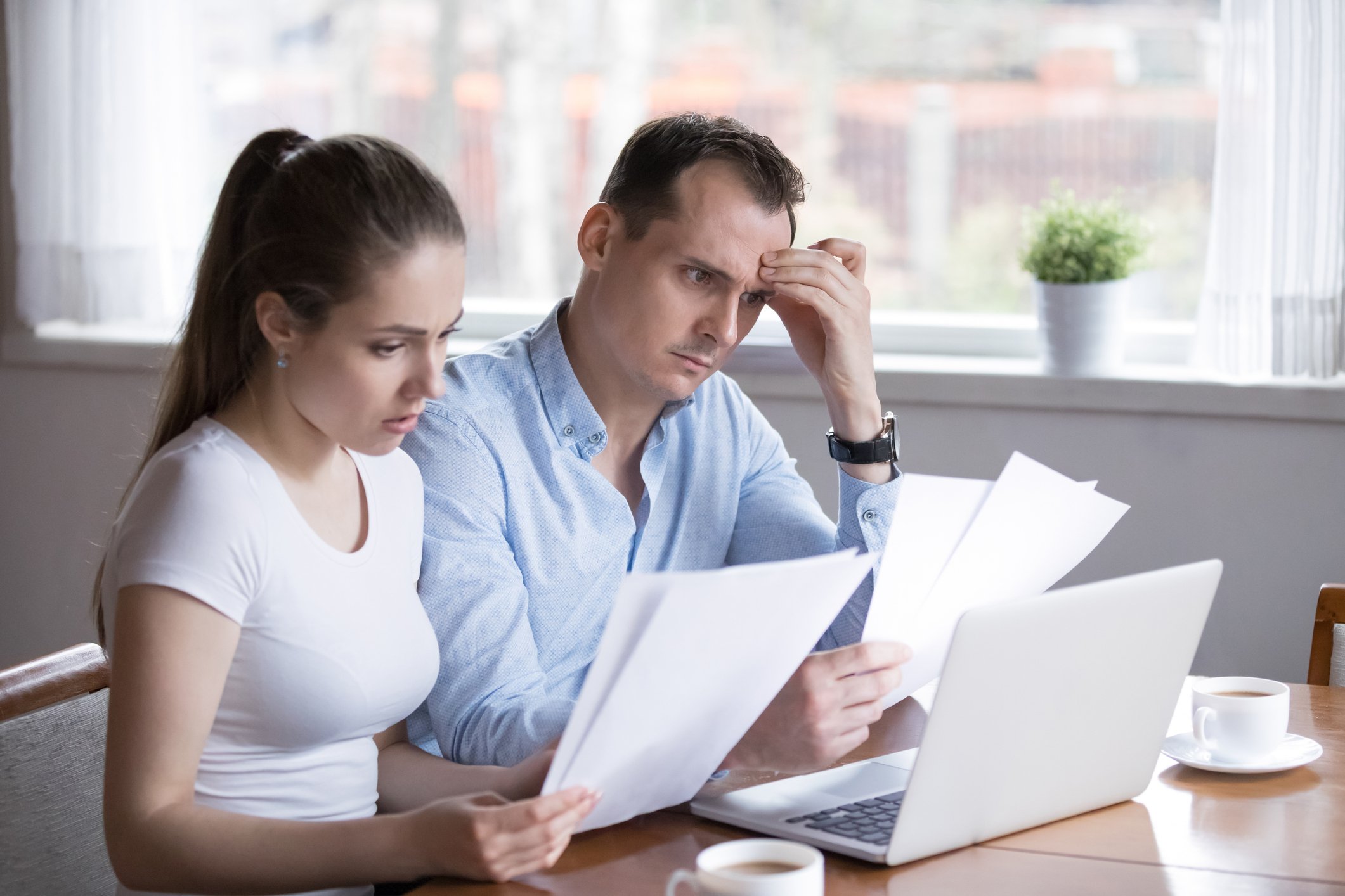 Couple reviewing paperwork