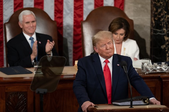 President Trump giving his State of the Union address. 